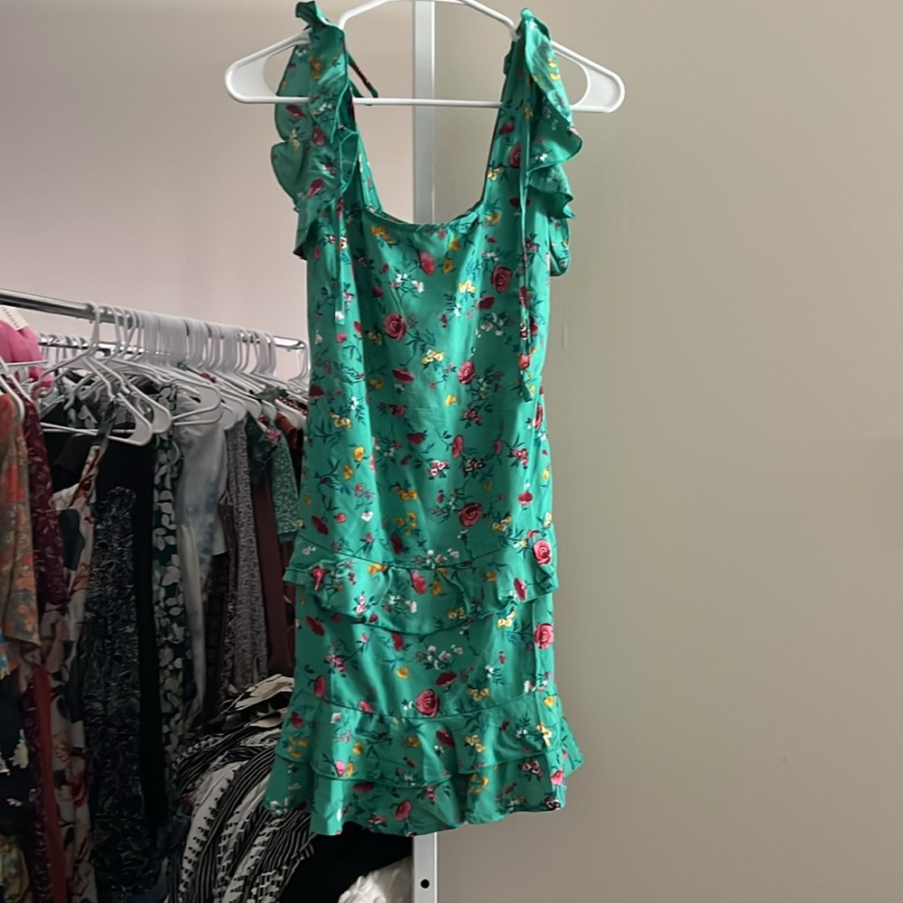 Floral Green Ruffle Dress